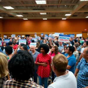 Community members at a campaign event for Georgia gubernatorial candidate