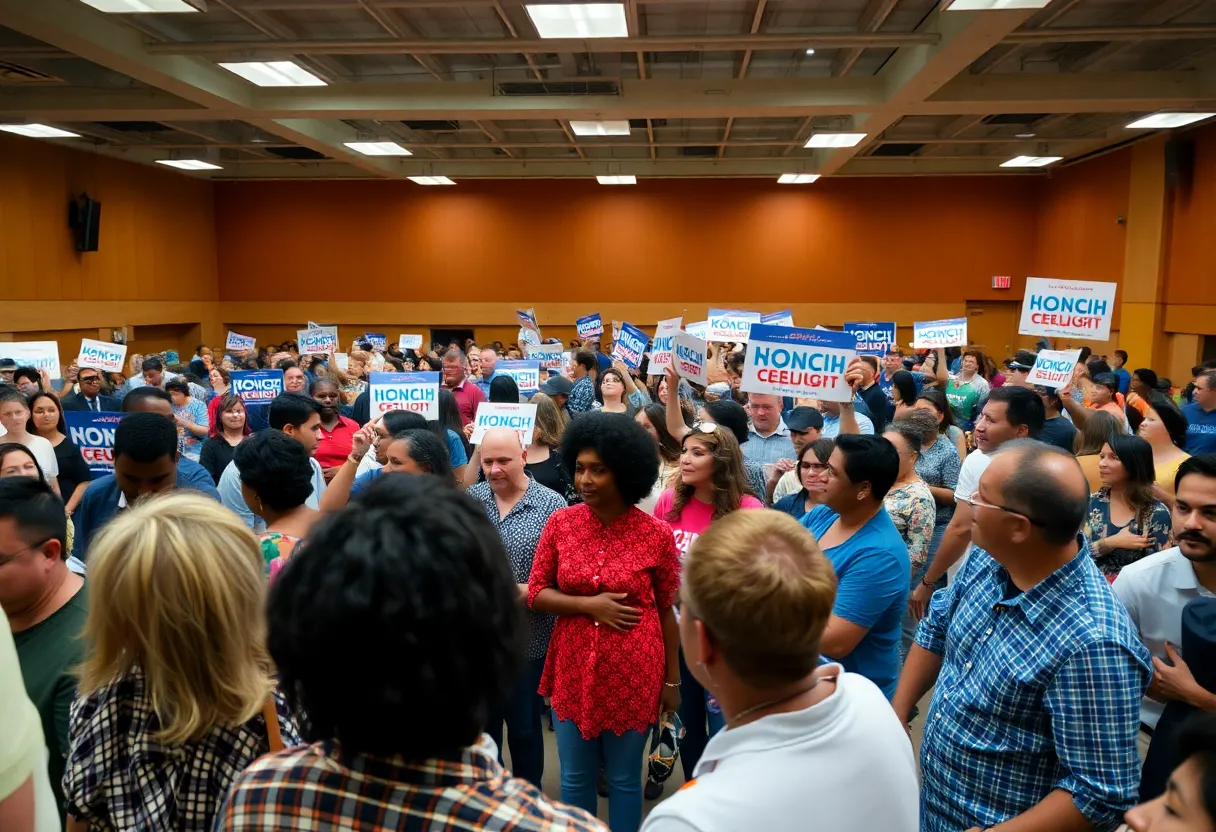 Community members at a campaign event for Georgia gubernatorial candidate