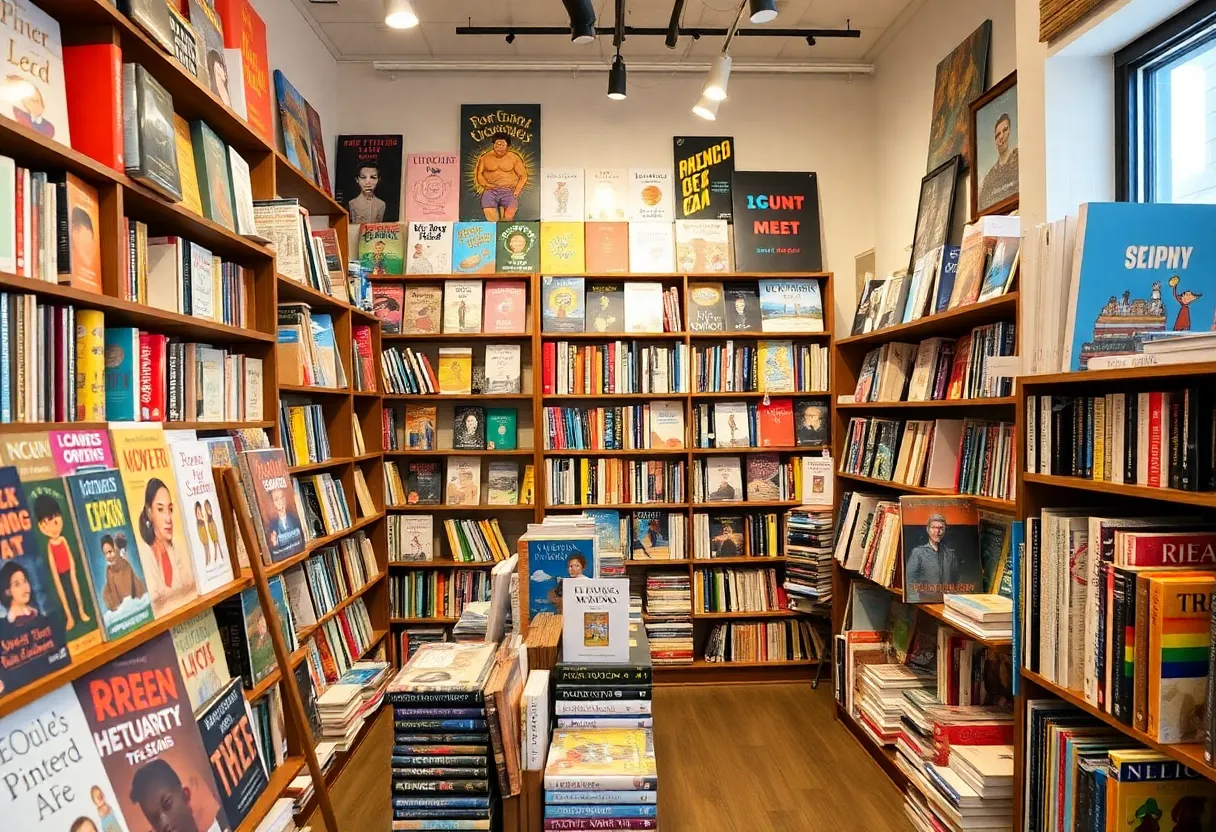 Interior view of Charis Books & More showcasing diverse literature