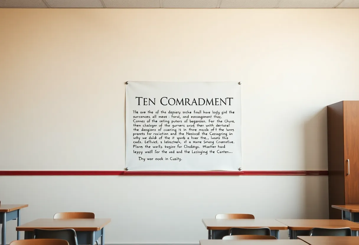 Classroom interior showing empty wall space