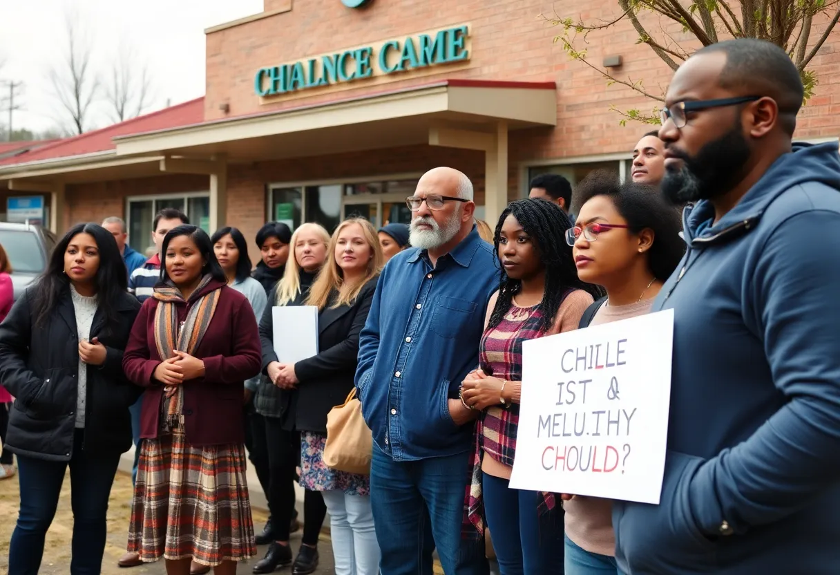 Community members expressing concern for child safety at daycare