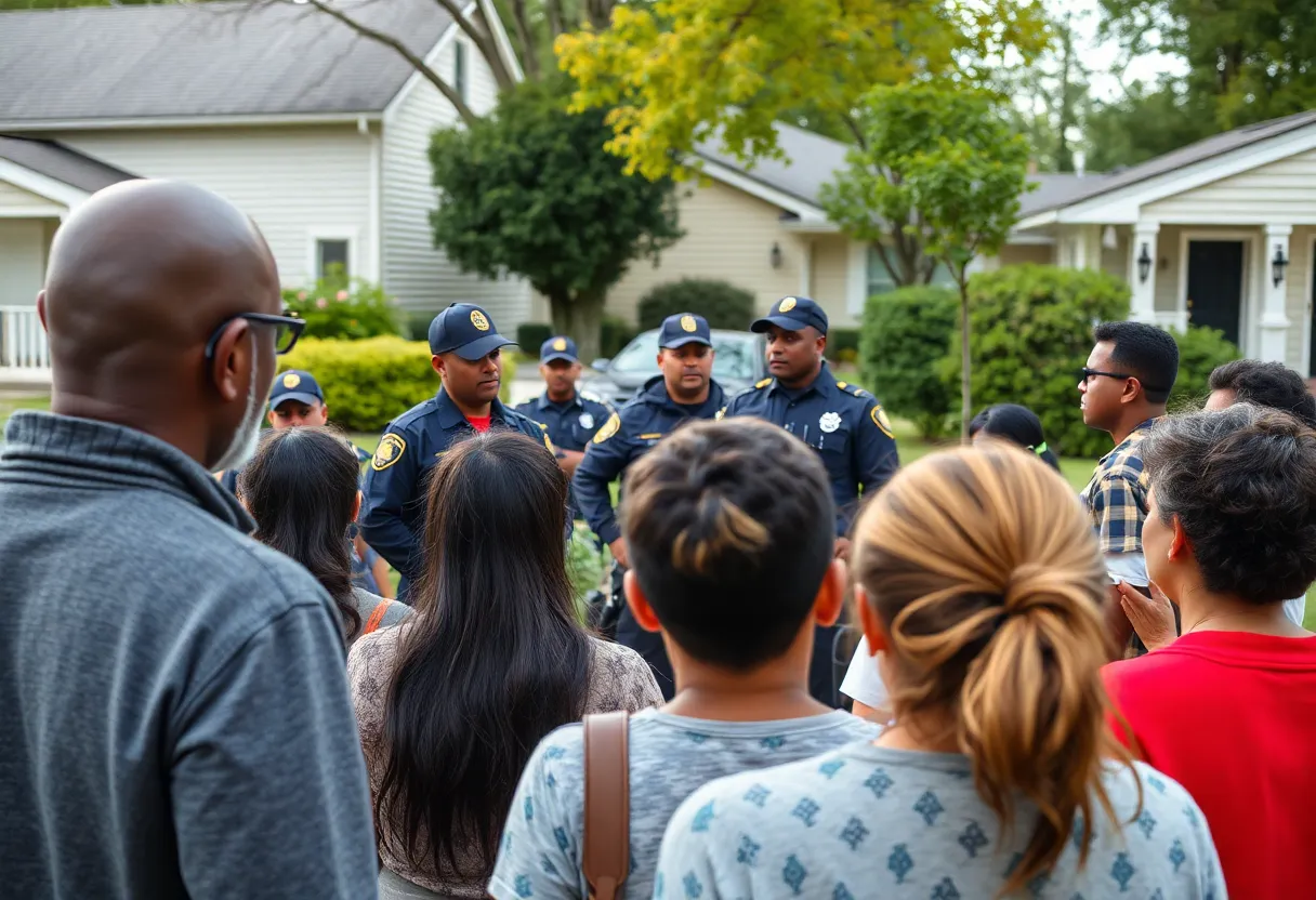 Community gathering discussing safety measures against crime