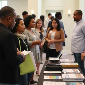 Community members engaging in healthcare discussions at an awareness event