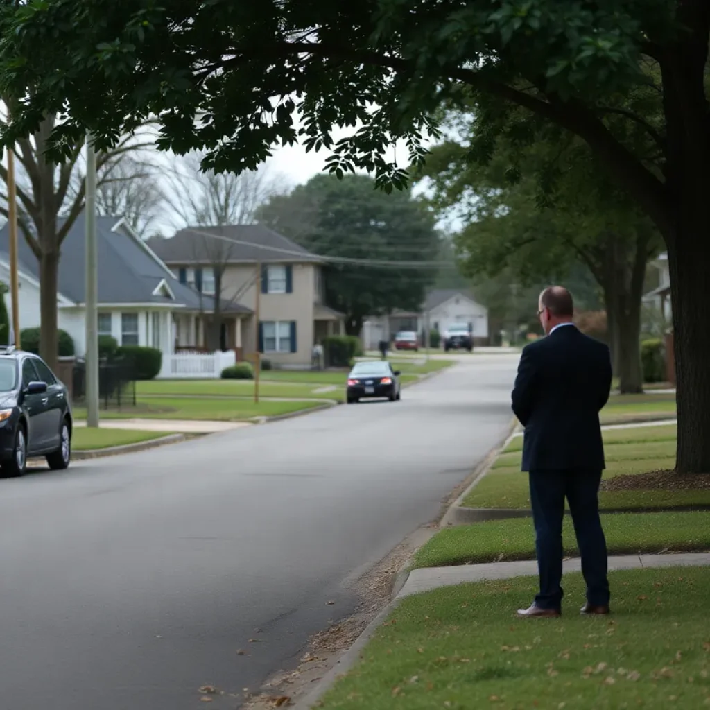 A quiet neighborhood scene in Augusta reflecting the community's sorrow