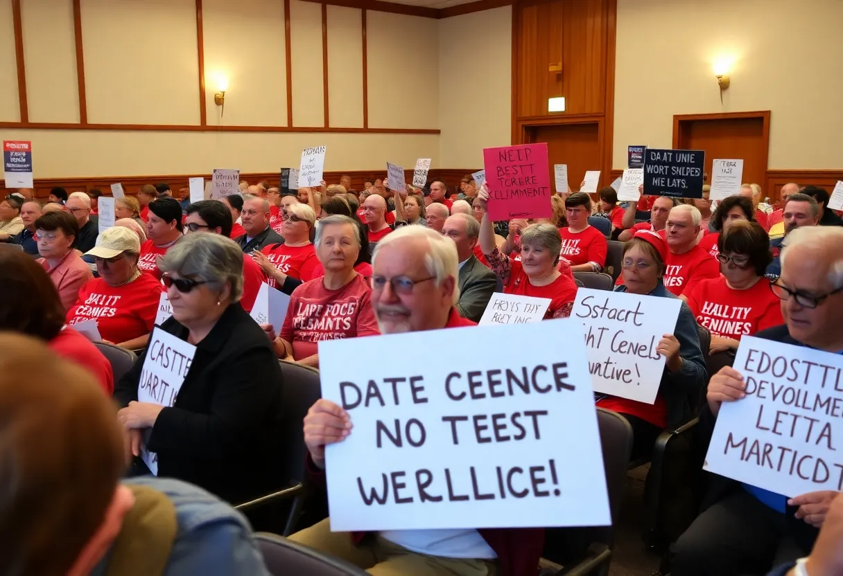Residents protesting against data center regulations in Coweta County.