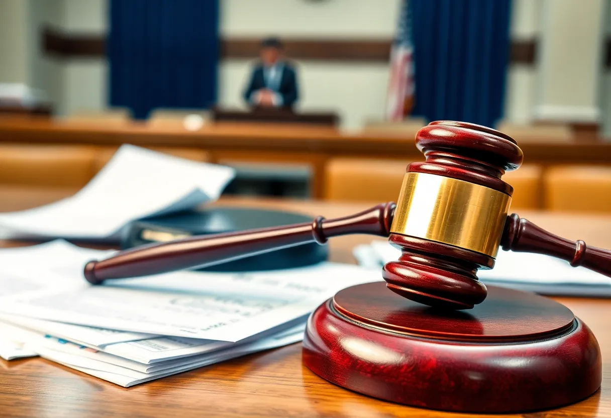 Courtroom during a fraud investigation involving pandemic relief funds