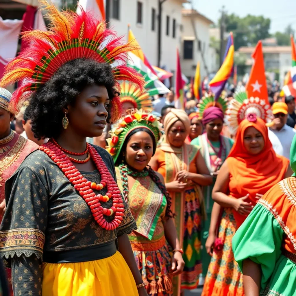 A diverse group celebrating cultural traditions in Augusta