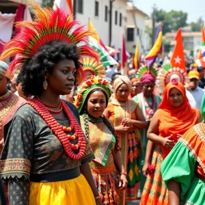 A diverse group celebrating cultural traditions in Augusta
