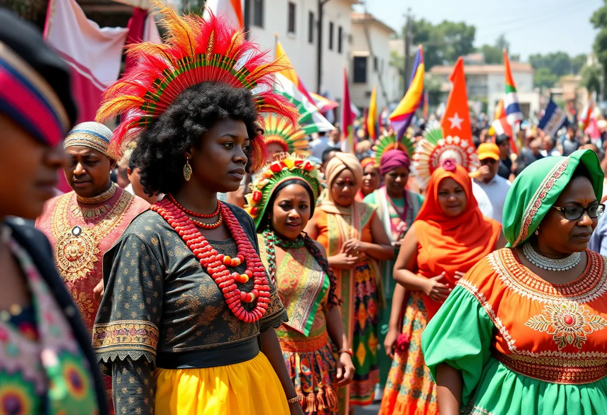 A diverse group celebrating cultural traditions in Augusta