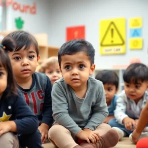 Children playing safely in a daycare setting