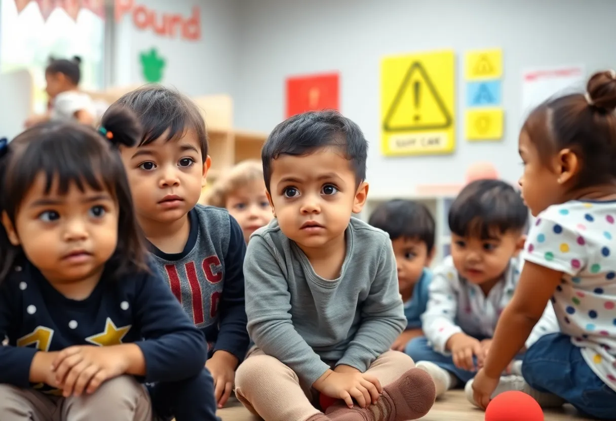 Children playing safely in a daycare setting