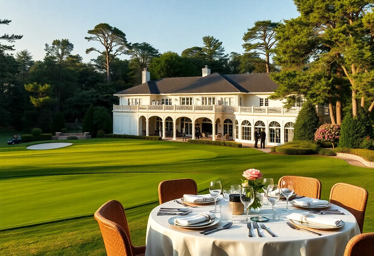 Elegant hospitality setup at Augusta golf course