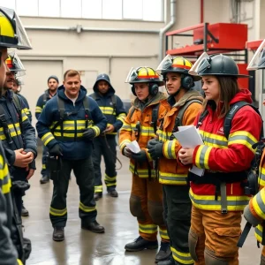 Students participating in hands-on training at the fire academy
