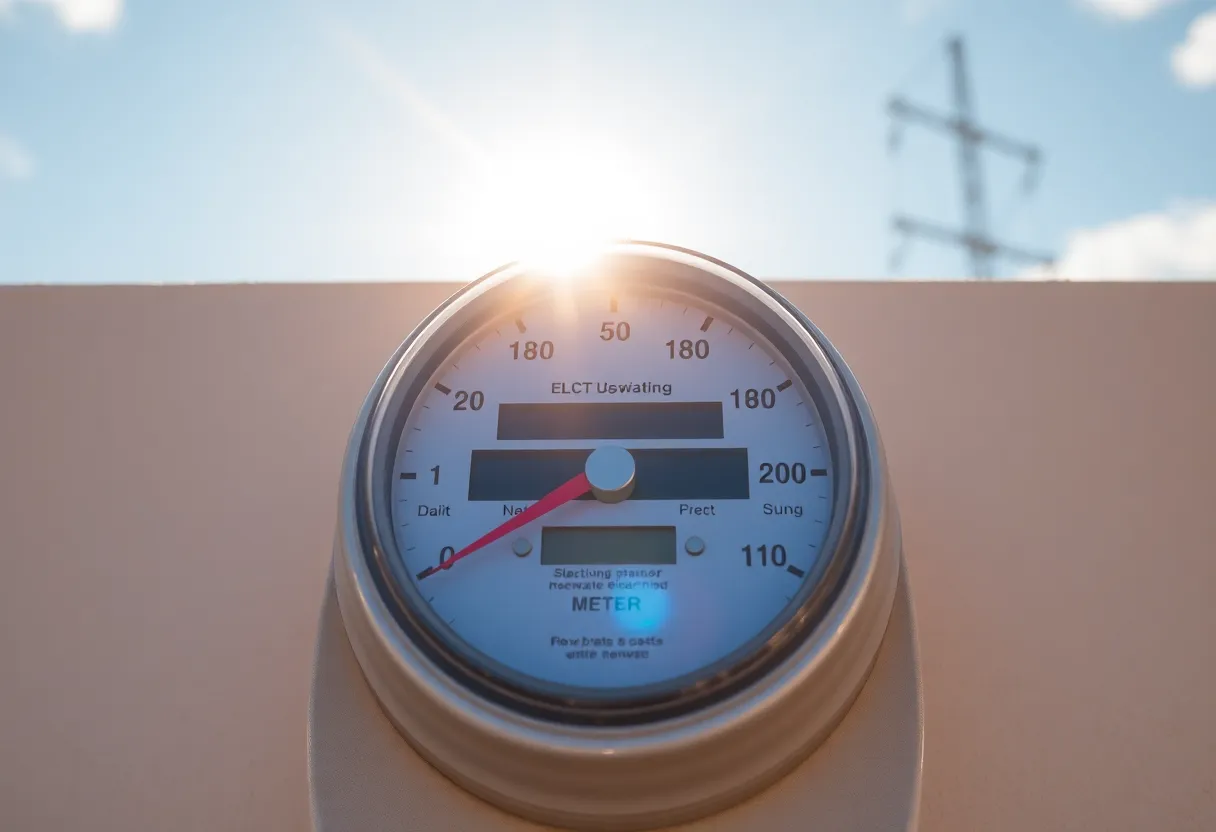 Electricity meter showing high usage in a hot environment