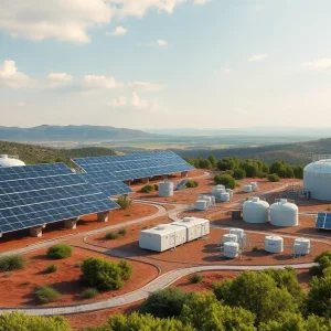 Visual representation of Georgia Power's energy resource proposal including solar panels and battery systems.