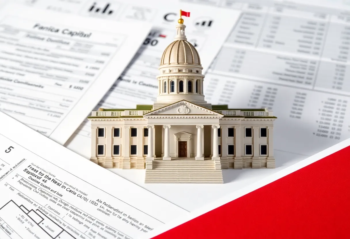 Georgia state capitol surrounded by financial documents