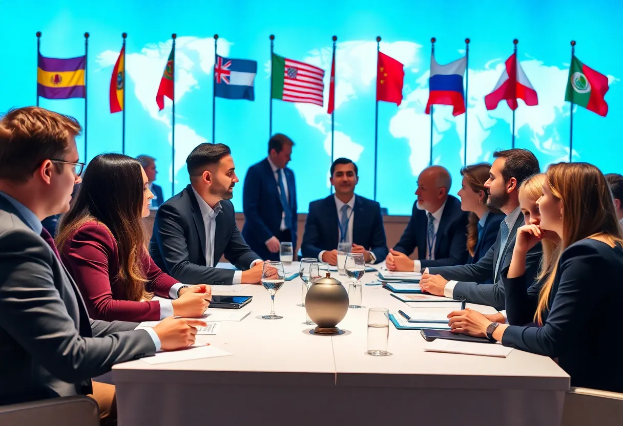 Business professionals networking at the Global Business Summit