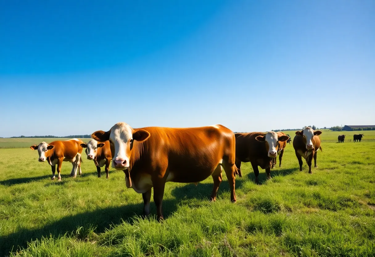 Cattle grazing in a lush green pasture in Georgia