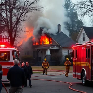 Firefighters responding to a vacant house fire in Harrisburg
