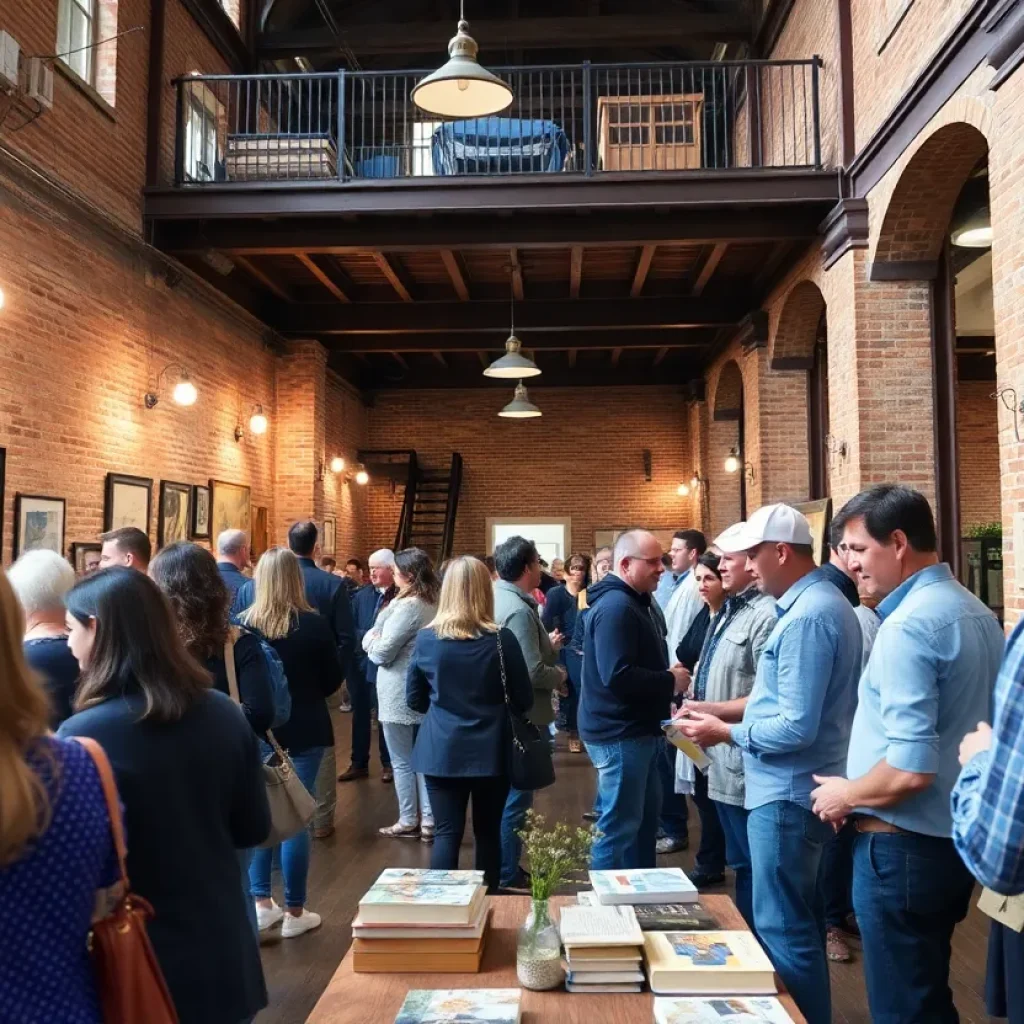 Community members at a historic Augusta event with book signing and loft tours.