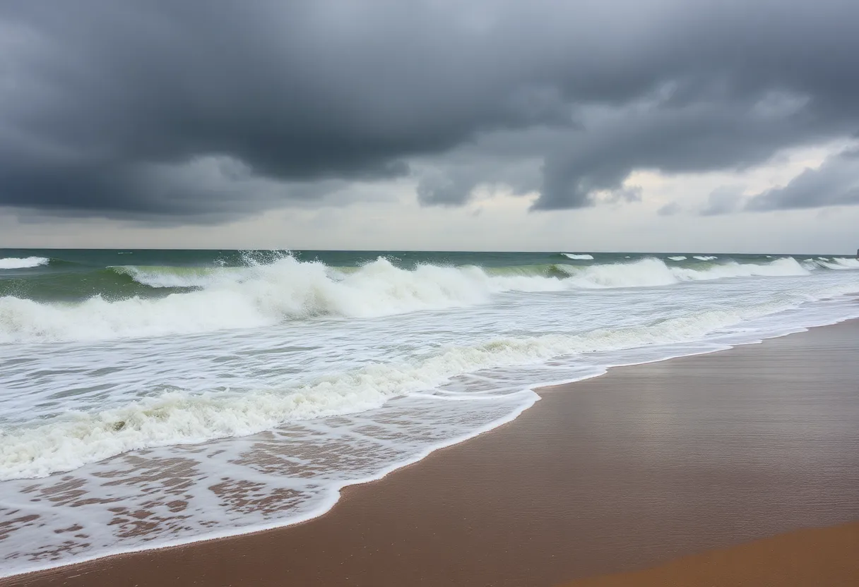 Turbulent ocean waves impacted by Hurricane Erin