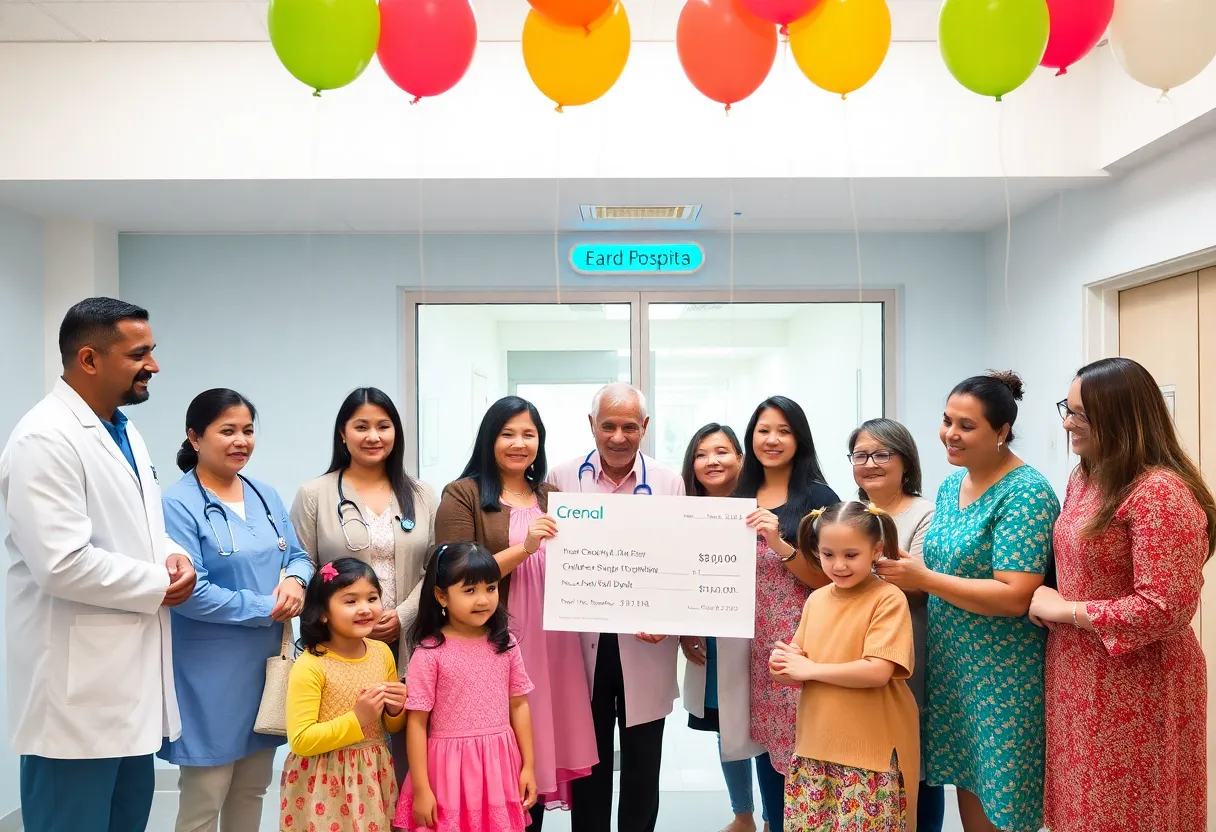 Ceremony for Hyundai Hope on Wheels grant presentation at children's hospital