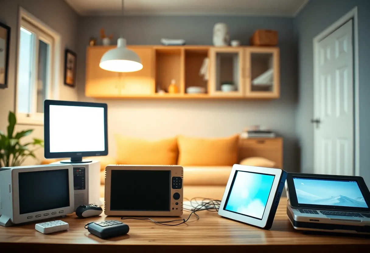 Conceptual image of electronic devices drawing power in a household setting
