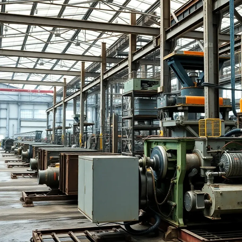 View of an empty factory floor after the closure of International Paper mills
