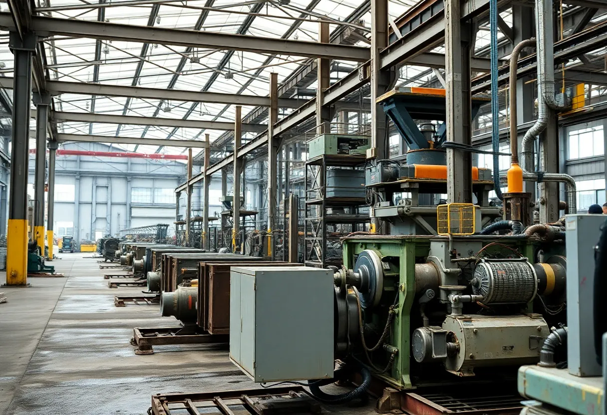 View of an empty factory floor after the closure of International Paper mills