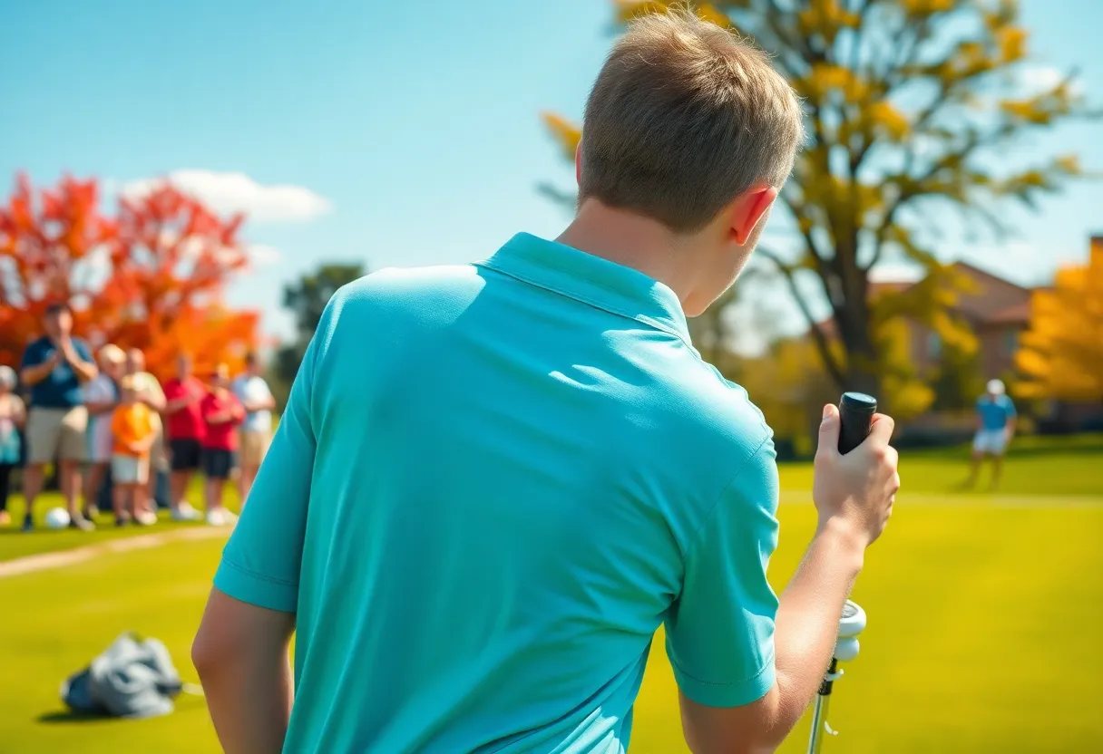 Young athlete practicing golf on a sunny day