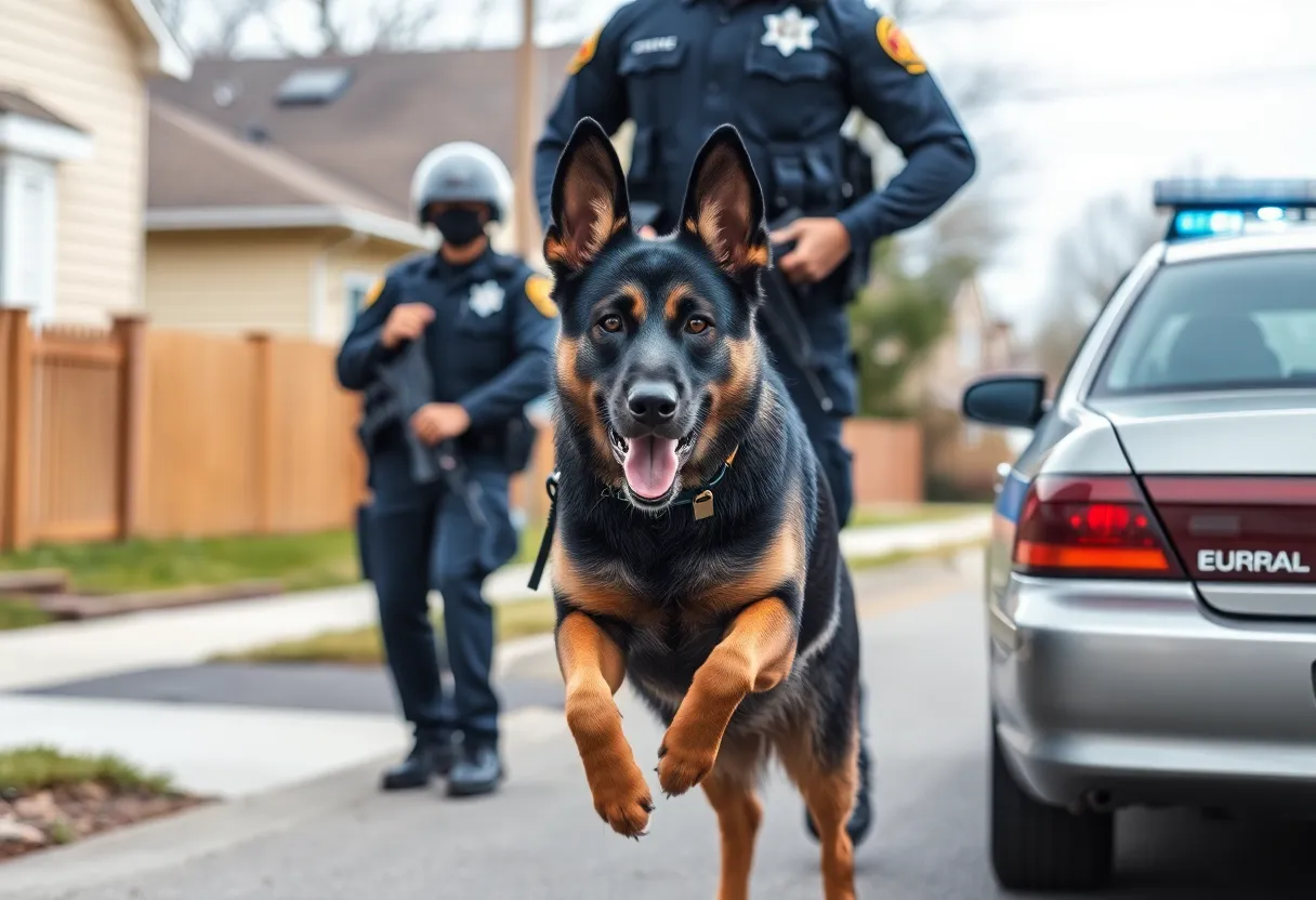 K9 unit assisting police during an apprehension operation