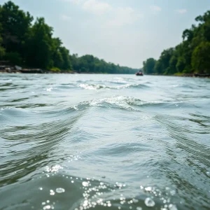 Scenic view of the Kennebec River surrounded by trees