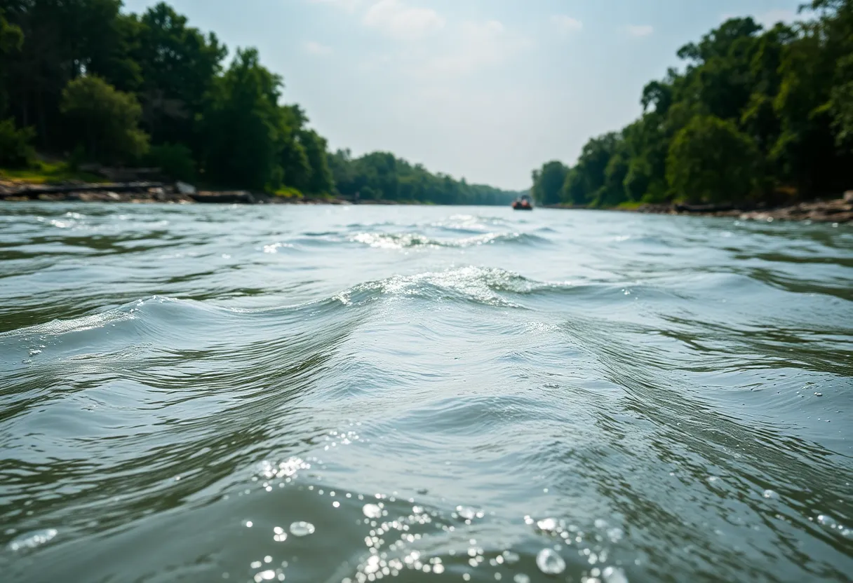 Scenic view of the Kennebec River surrounded by trees