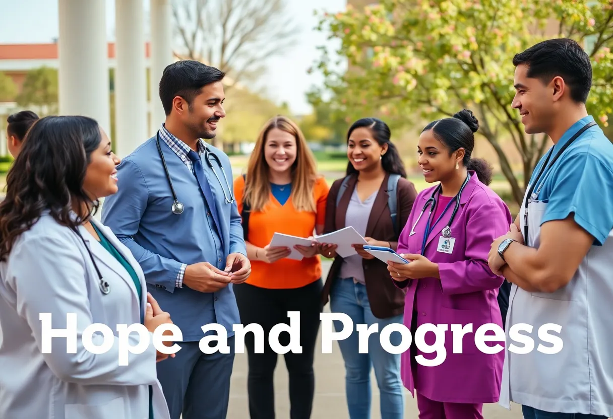 Healthcare professionals in Lake Charles collaborating with students