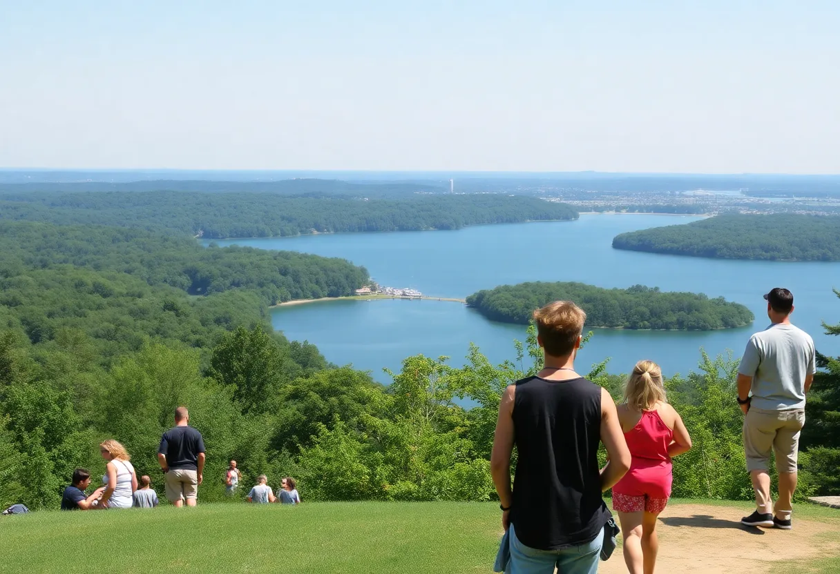 Tourists enjoying recreational activities at Lake Lanier