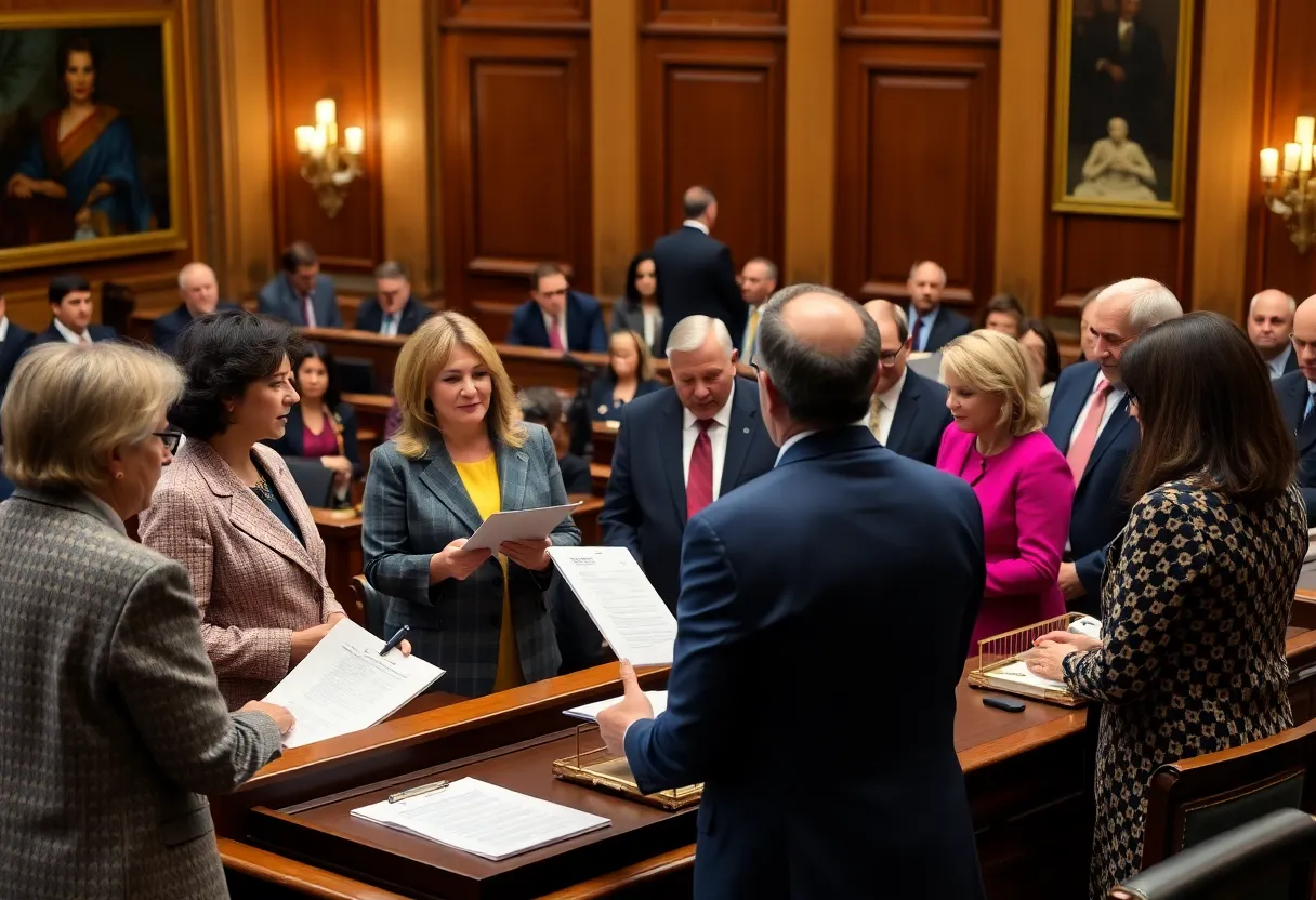 Lawmakers debating tax reform in a state assembly setting