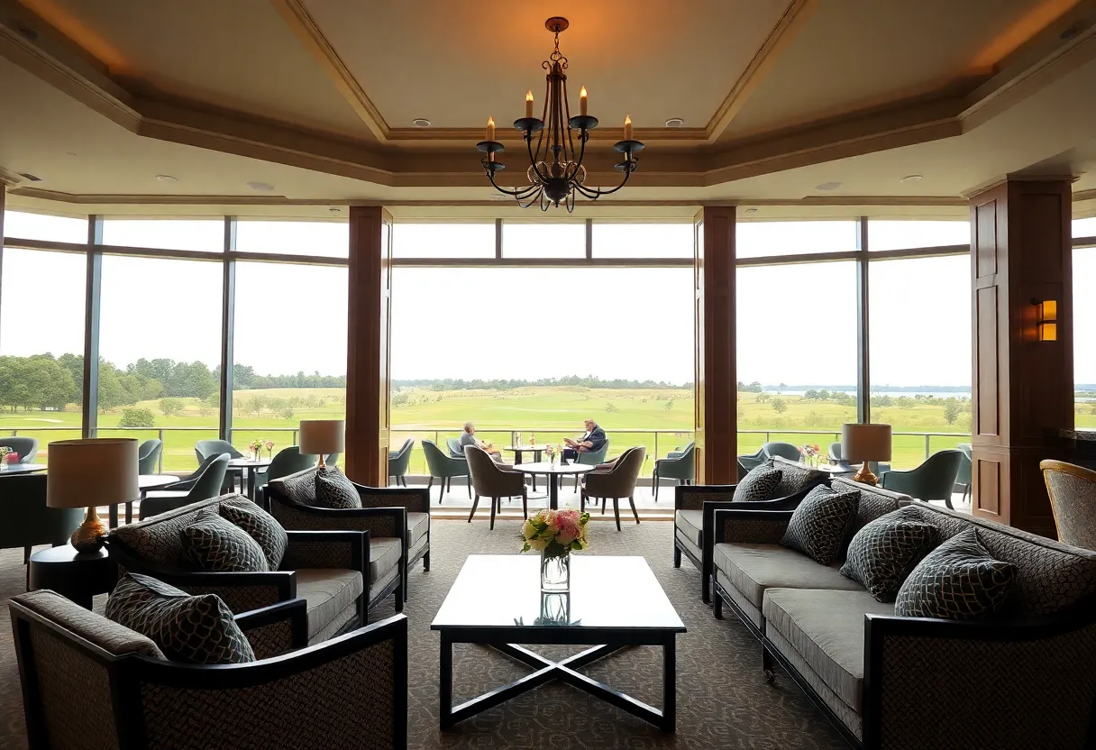 Luxurious hospitality area at Augusta National Golf Club during the Masters Tournament