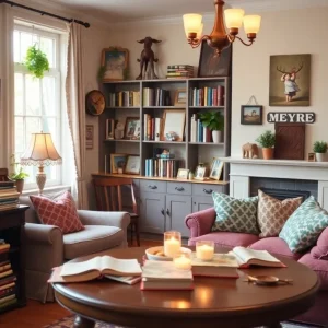 A cozy home filled with bookshelves and family memories.