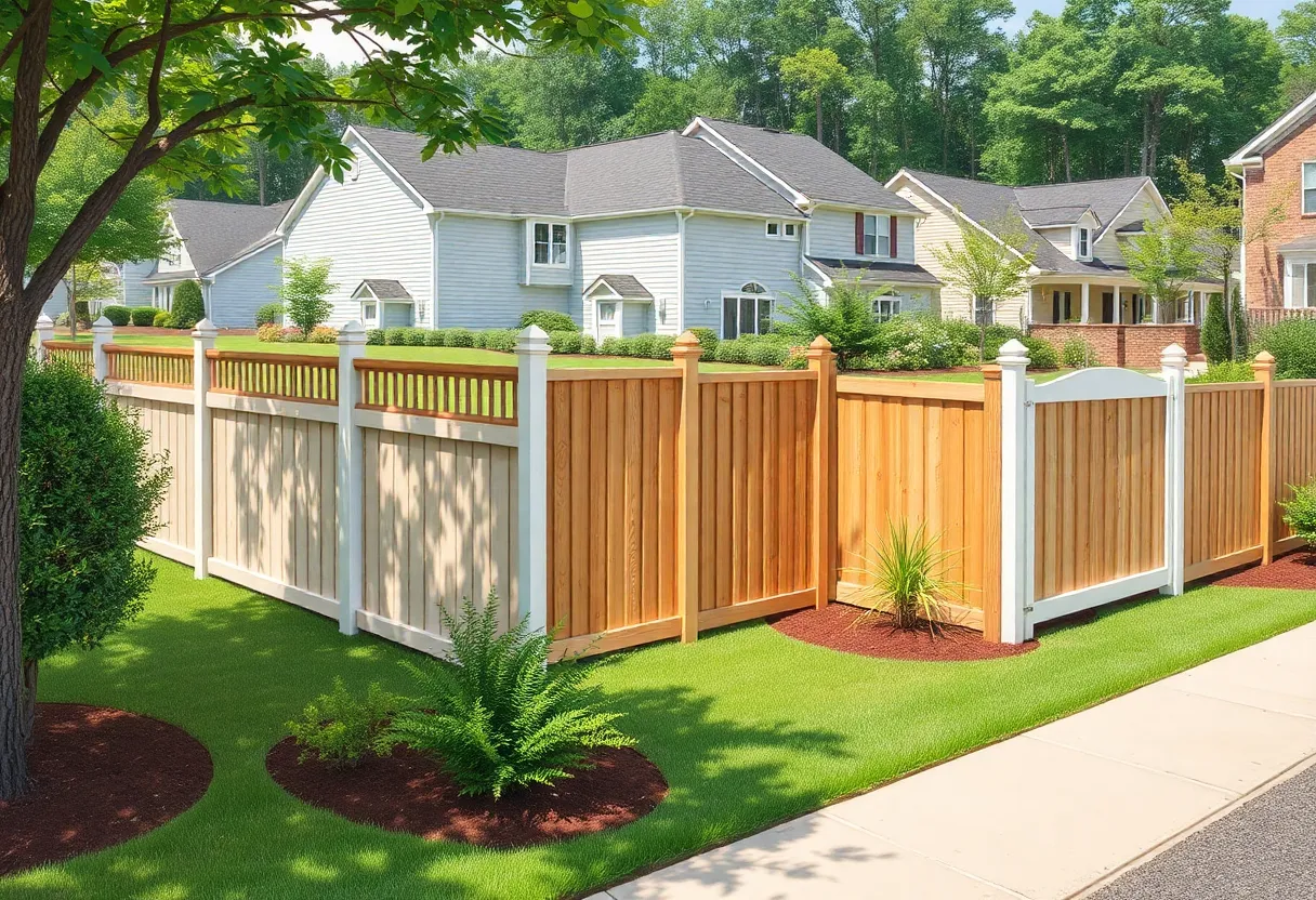Installation of fences in a suburban setting in Georgia.