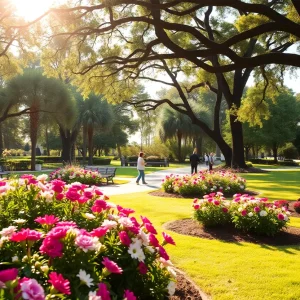 A peaceful garden scene representing remembrance and community love.