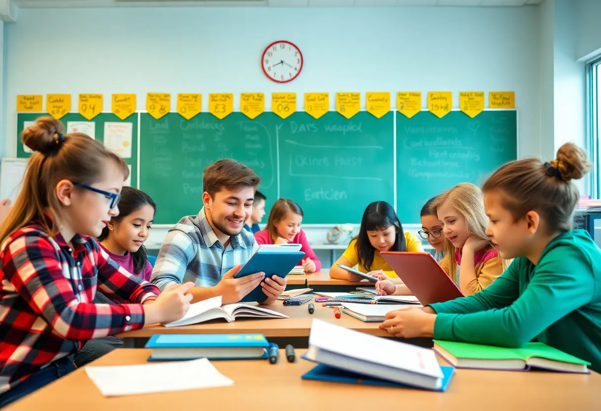 Richmond County students engaged in a classroom activity