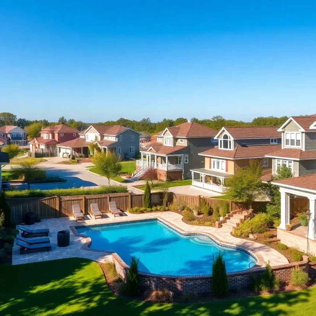 Diverse houses in Richmond County with a luxury home in the foreground