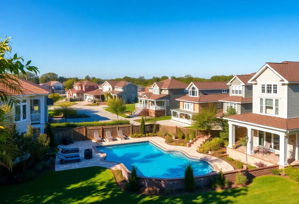 Diverse houses in Richmond County with a luxury home in the foreground