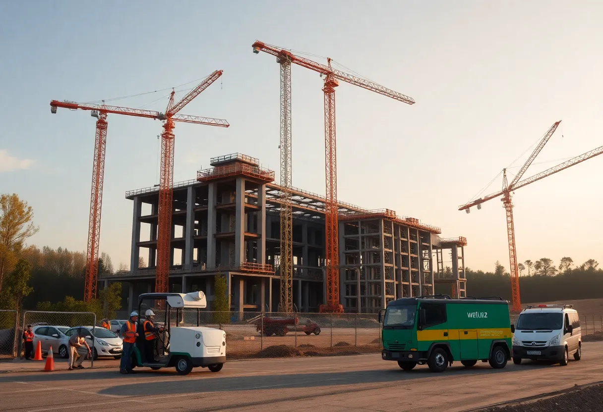 Construction site of Rivian's new manufacturing facility