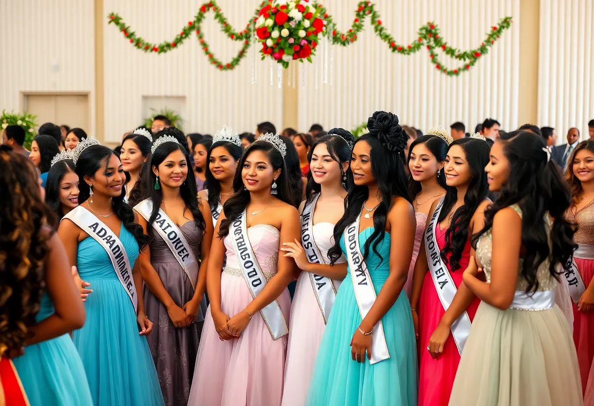 A group of debutantes celebrating their induction into the Rosa T. Beard Debutante Club