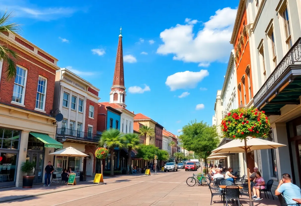 Vibrant streets of Savannah, Georgia reflecting economic activity