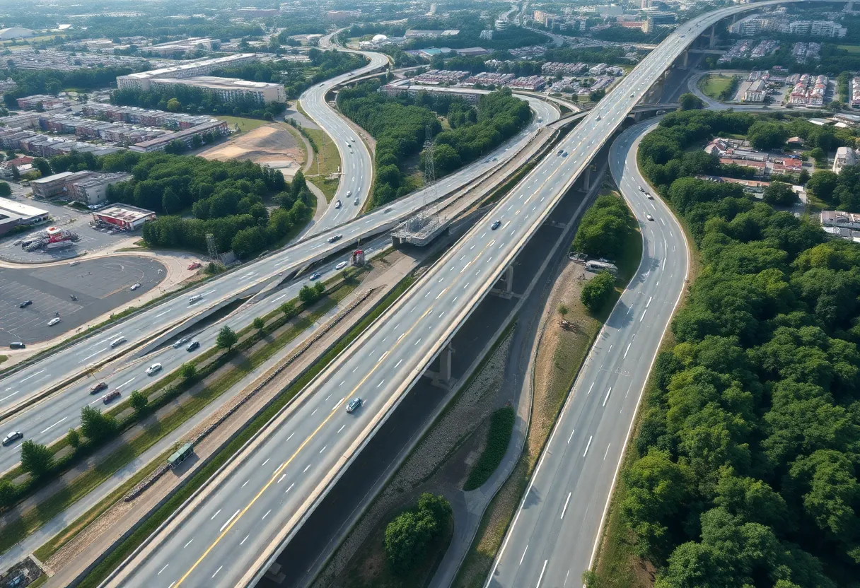 Aerial view of SR 400 Express Lanes construction site