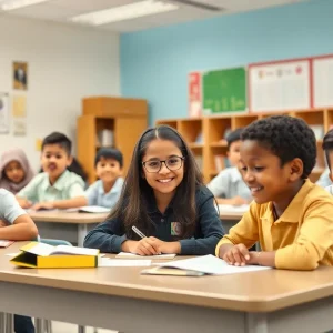 Students learning in an Augusta private K-12 school classroom