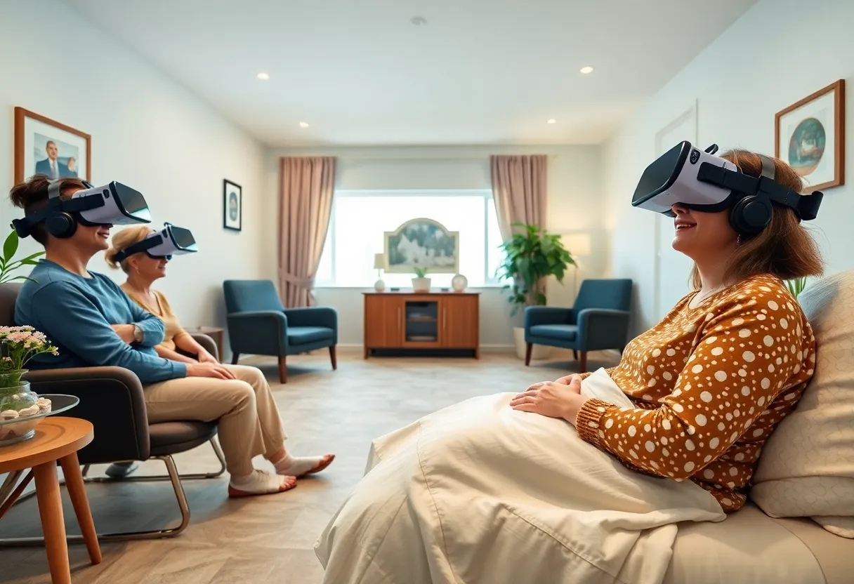 A patient at Crescent Hospice using a virtual reality headset.