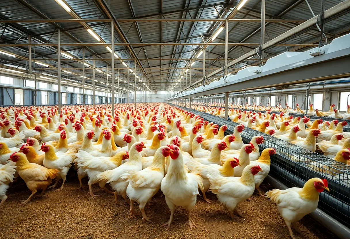 Poultry production facility with chickens in Georgia